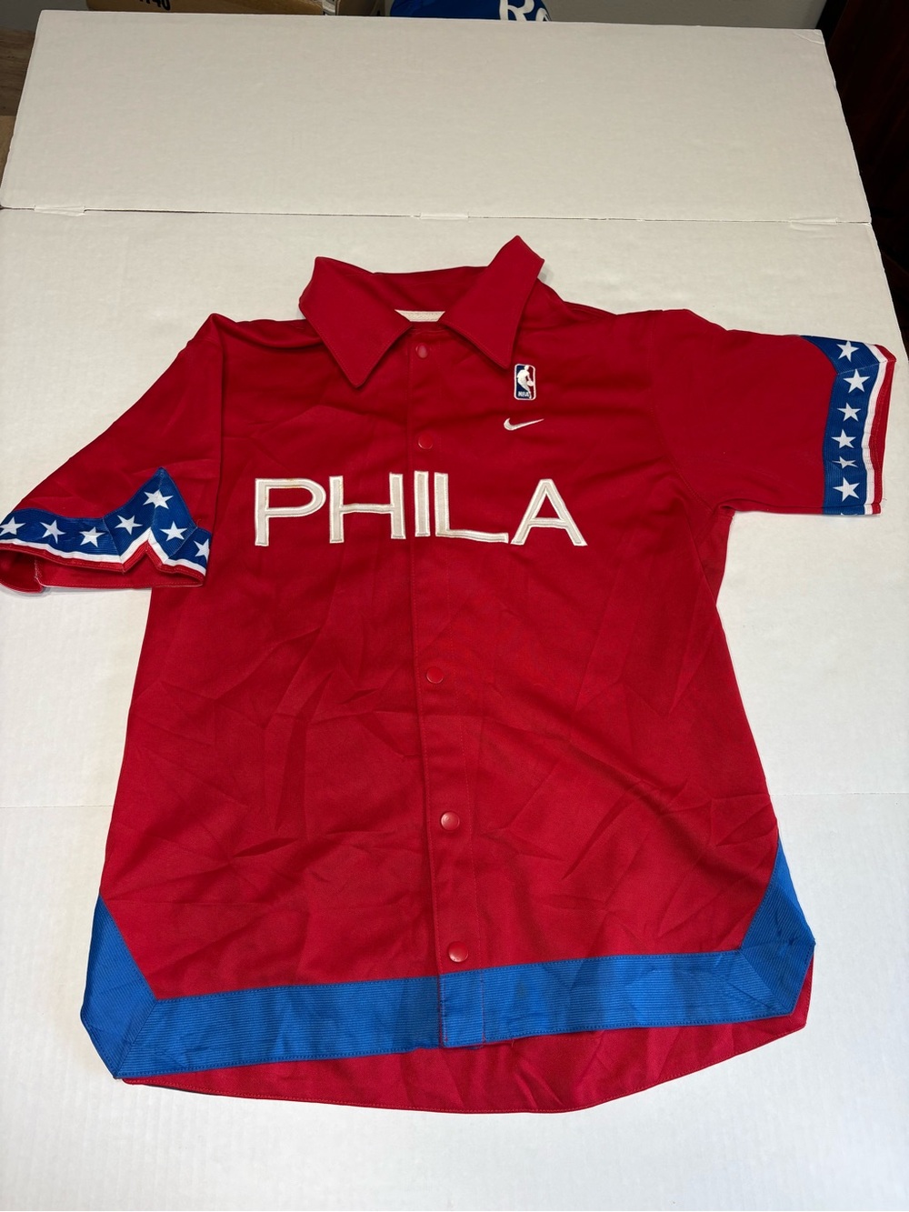 Nike Red PHILA Short-Sleeve Jersey with Blue Star Sleeve Trim